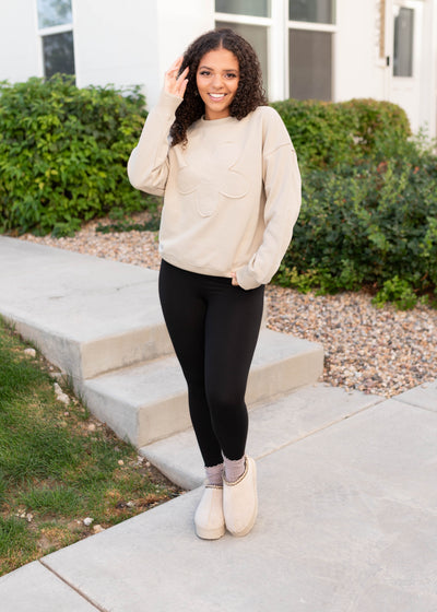 Juliette Taupe Flower Pullover