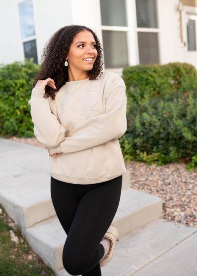 Juliette Taupe Flower Pullover