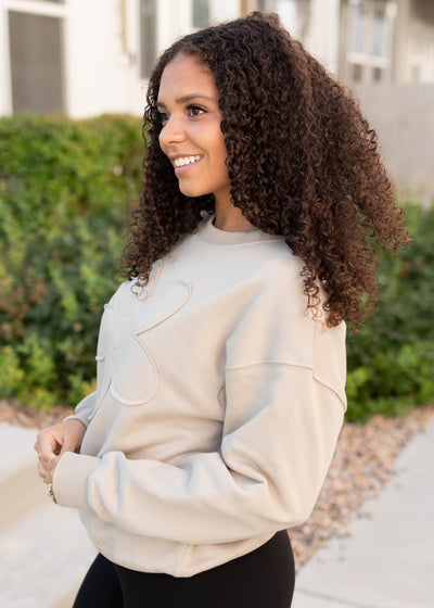 Juliette Taupe Flower Pullover