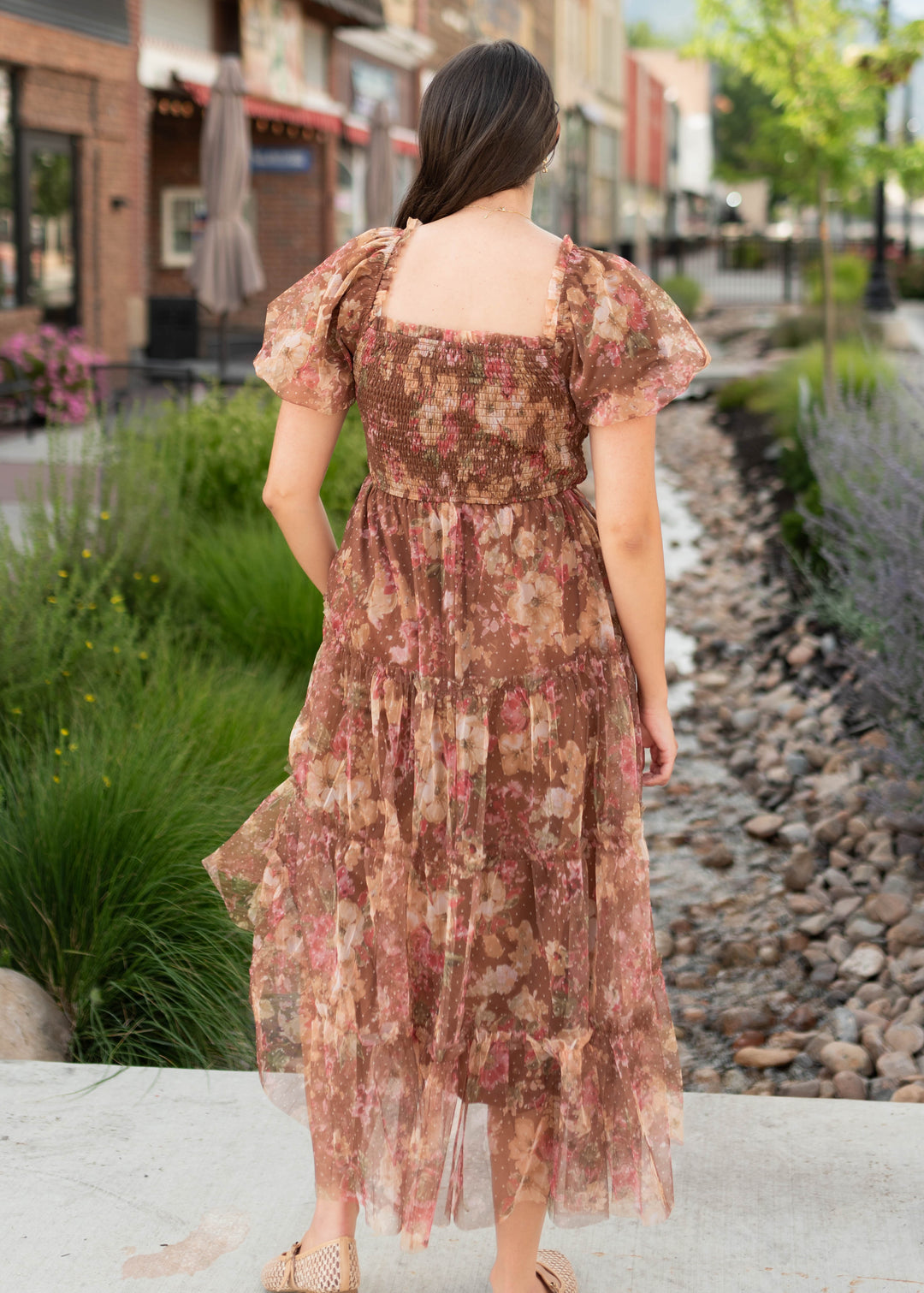 LULU大澤弘美 PUFF SLEEVE DRESS ② Justine Brown Floral Tulle Puff Sleeve Dress – Lena Layne