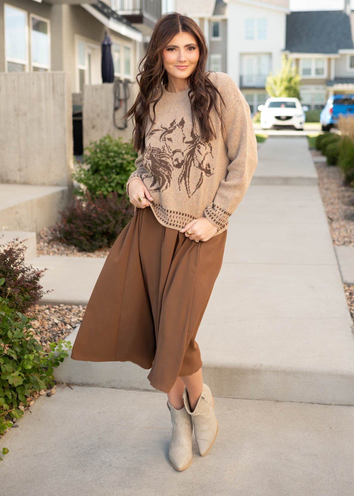 Justine Tan Pattern Sweater