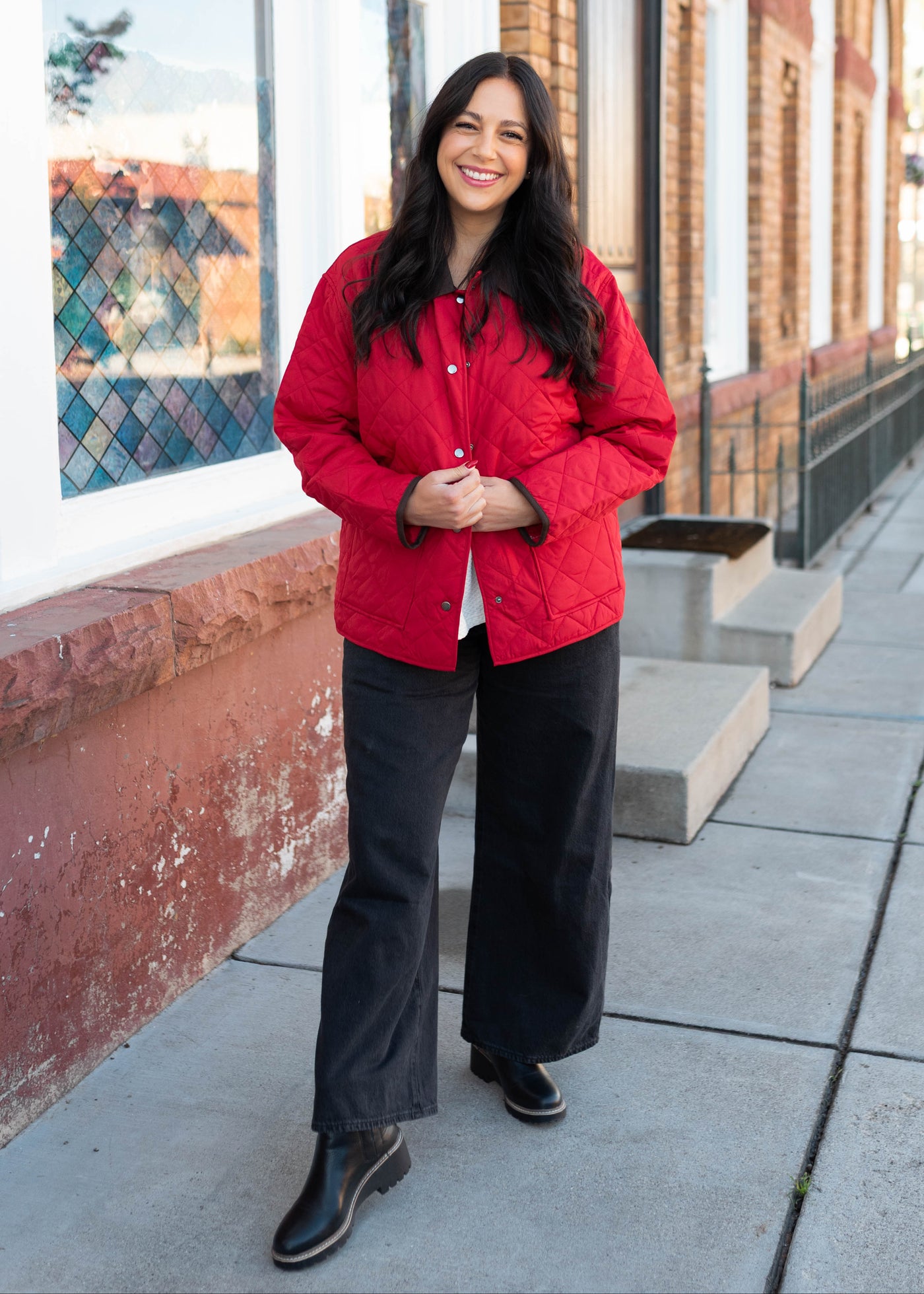Kaelynn Red Quilted Puffer Jacket