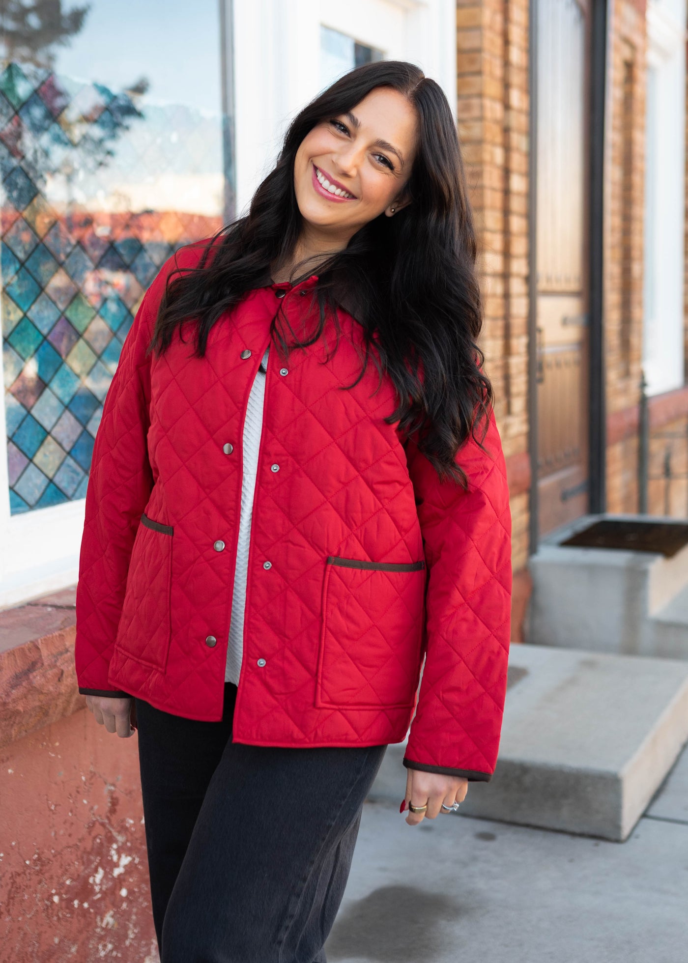 Kaelynn Red Quilted Puffer Jacket