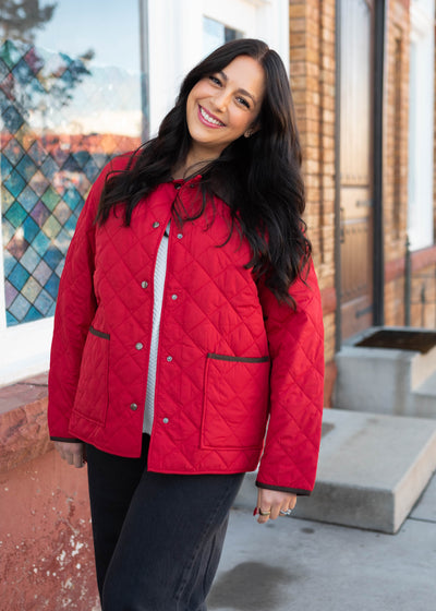 Kaelynn Red Quilted Puffer Jacket