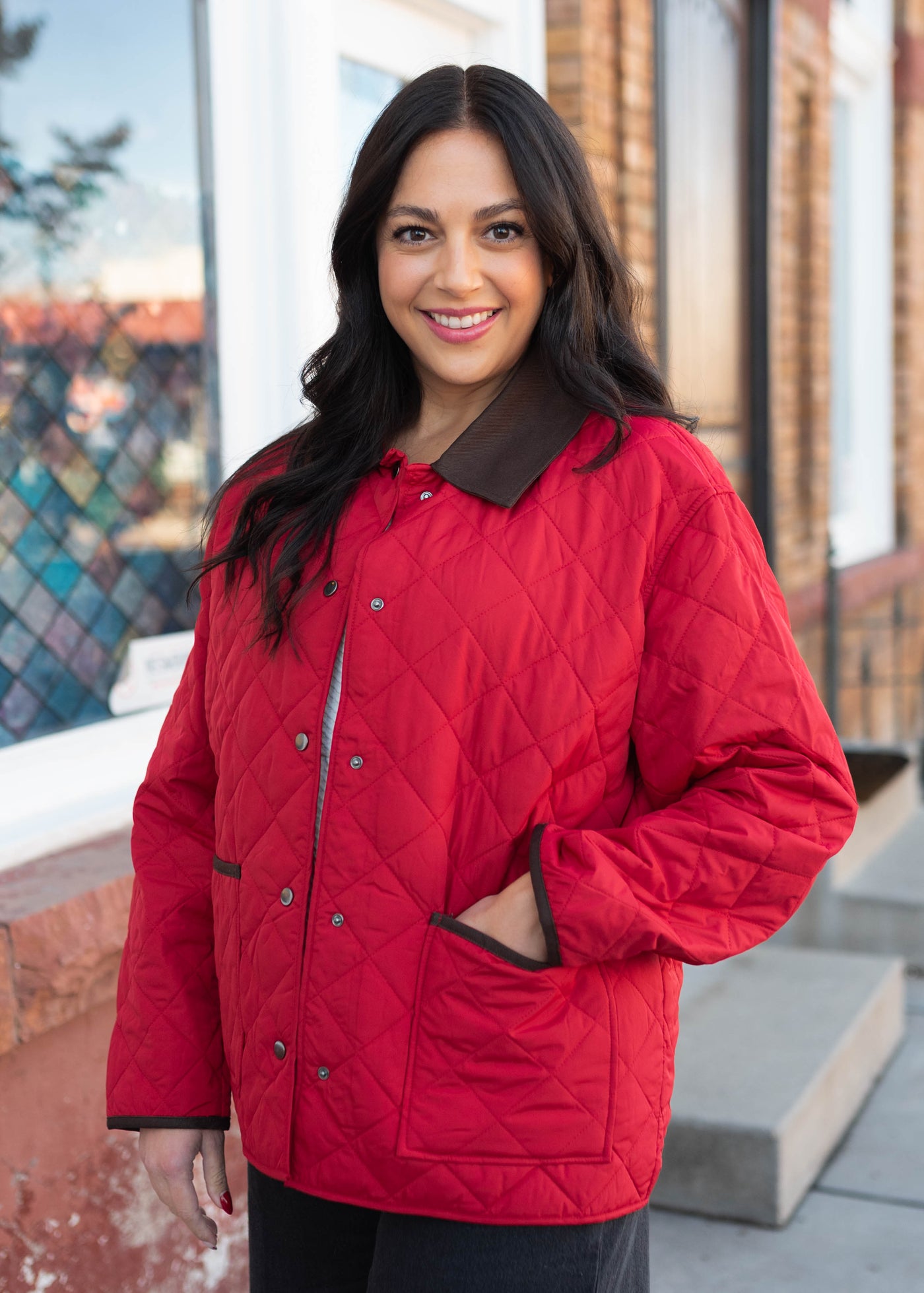 Kaelynn Red Quilted Puffer Jacket