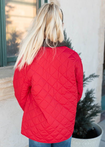 Kaelynn Red Quilted Puffer Jacket