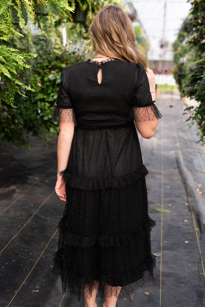 Back view of a black dress