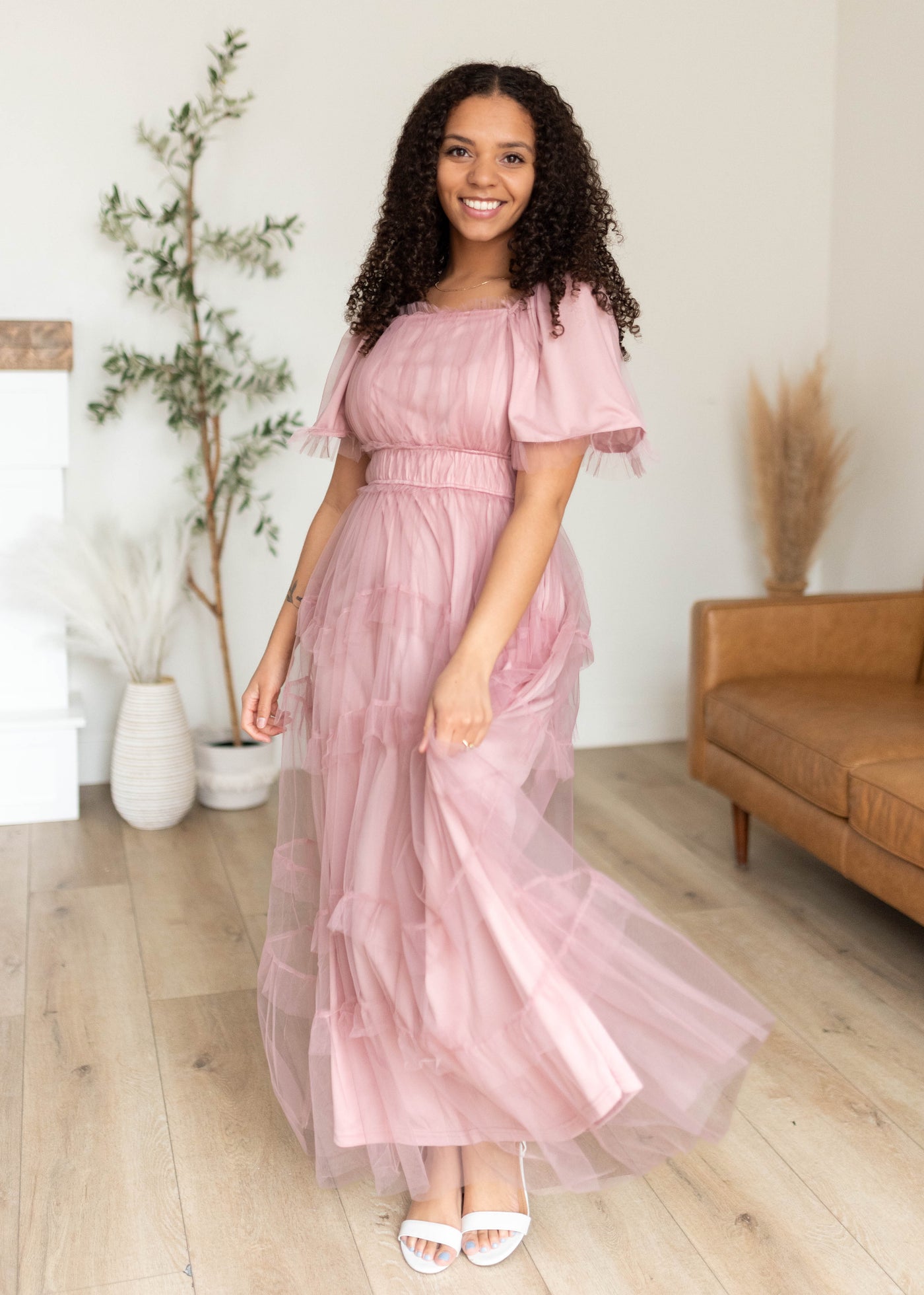 Kamryn Pink Mesh Tiered Maxi Dress | Lena & Lou Exclusive | Lena Layne