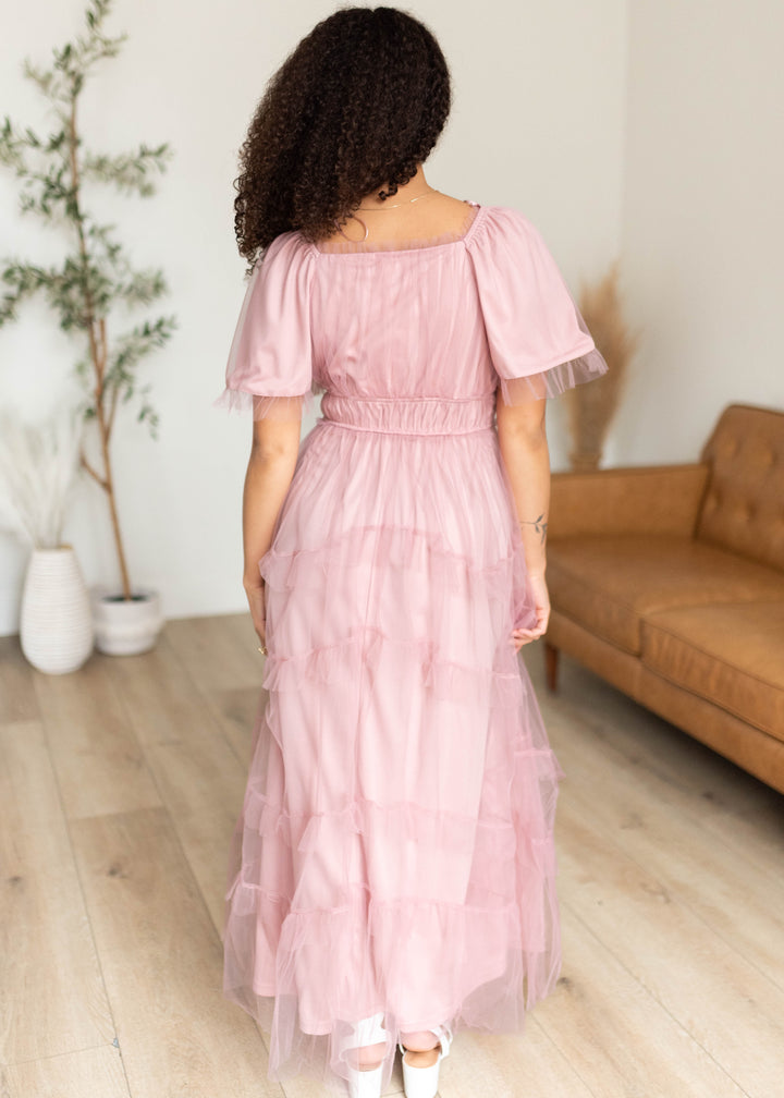 Kamryn Pink Mesh Tiered Maxi Dress | Lena & Lou Exclusive | Lena Layne