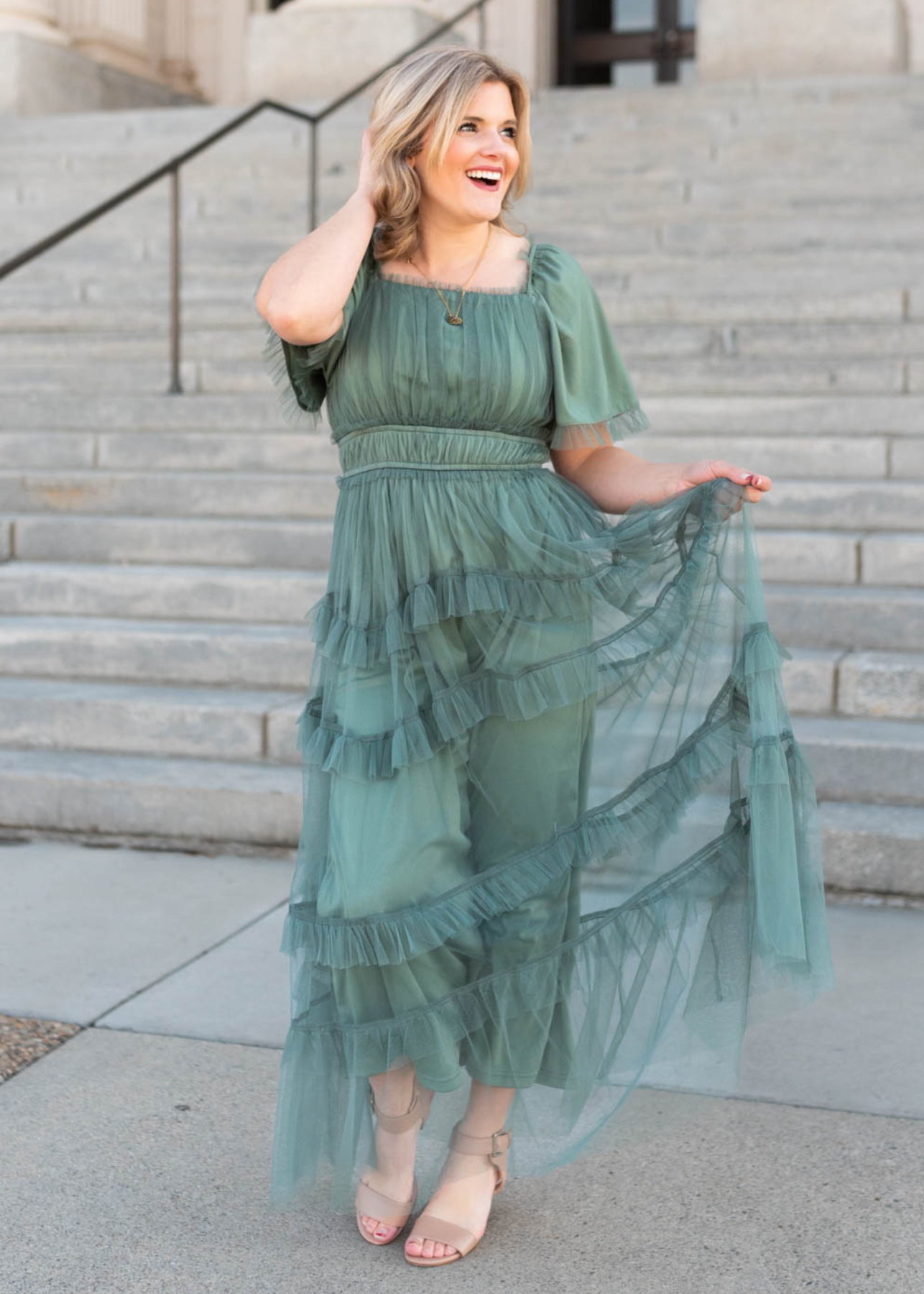 Dusty teal maxi dress