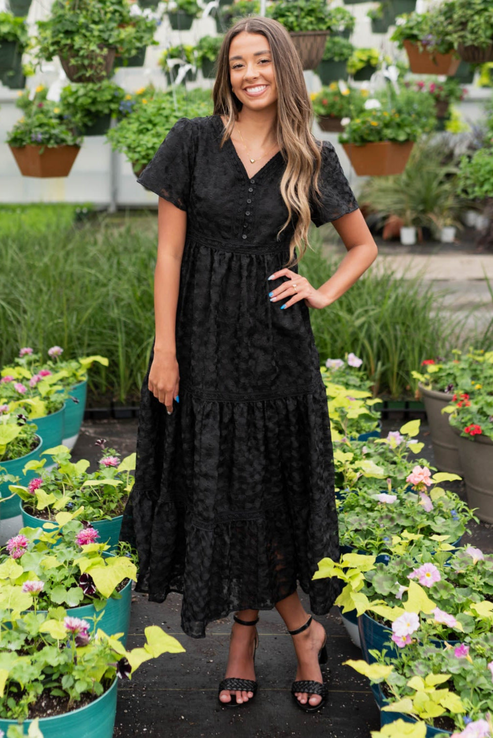 Small black floral lace dress 