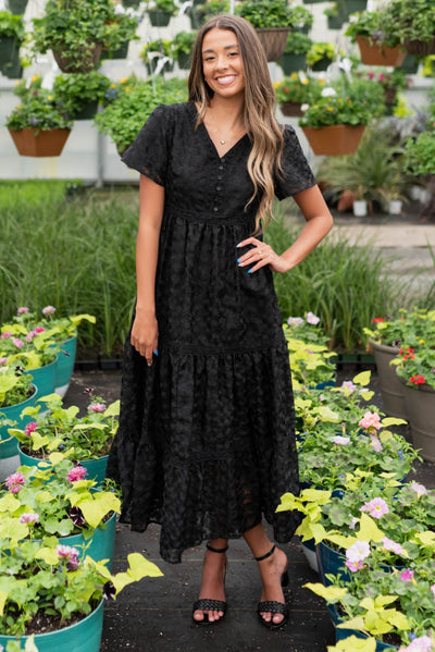 Small black floral lace dress 