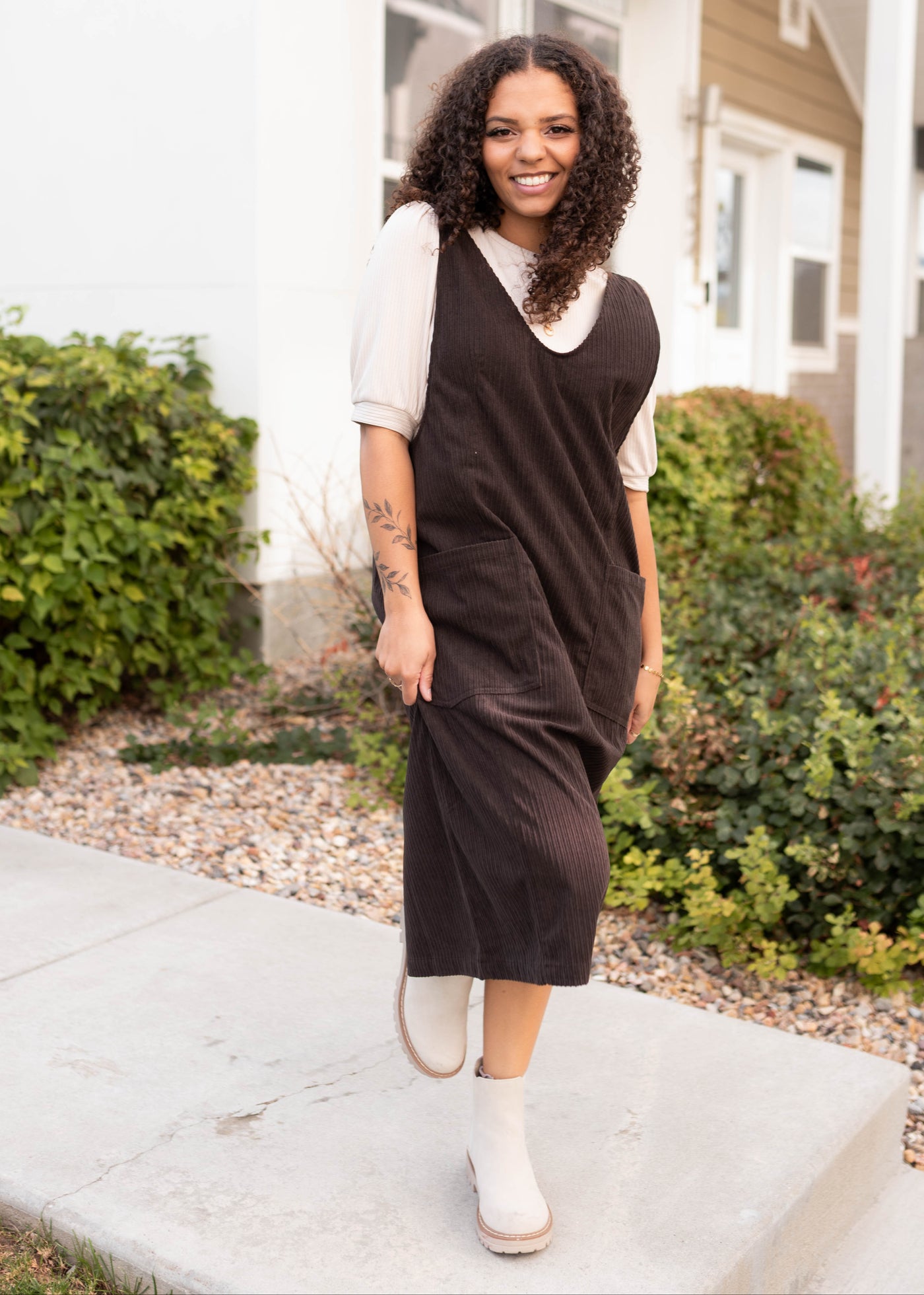 Katy Brown Corduroy Overall Dress