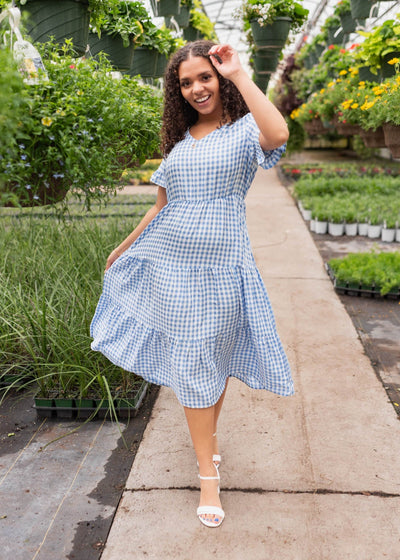 Kaylee Blue Gingham Dress