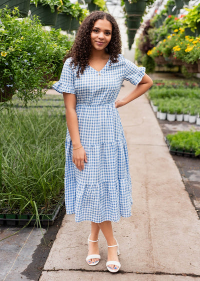 Kaylee Blue Gingham Dress