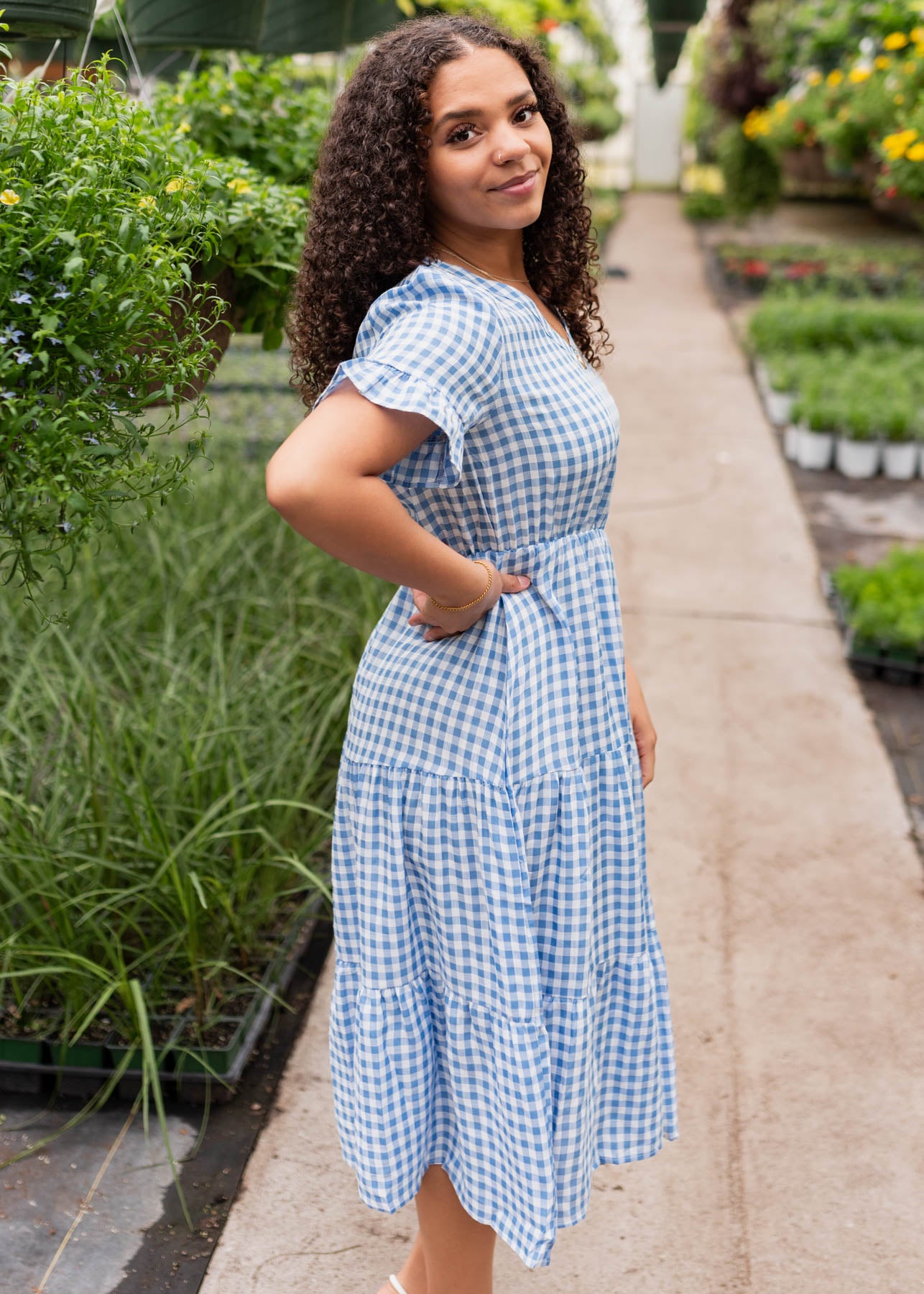 Kaylee Blue Gingham Dress