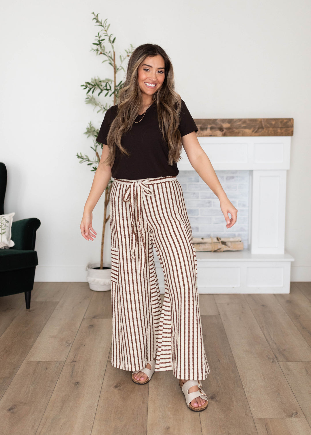 Keira Cream Striped Pants - Classic Striped Pants | Lena Layne