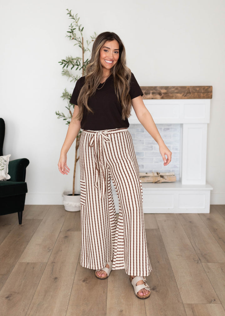 パンツ ORIMI 24AW PERFECT SLACKS(LAME STRIPE) Keira Cream Striped Pants - Classic Striped Pants | Lena Layne