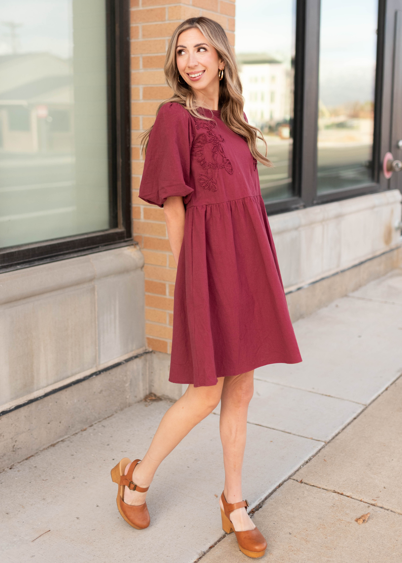 Kiara Wine Floral Dress