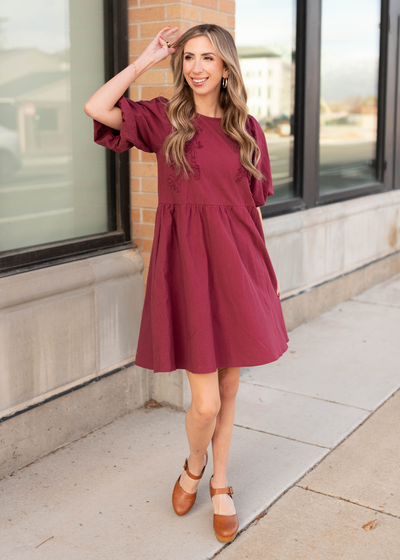 Kiara Wine Floral Dress