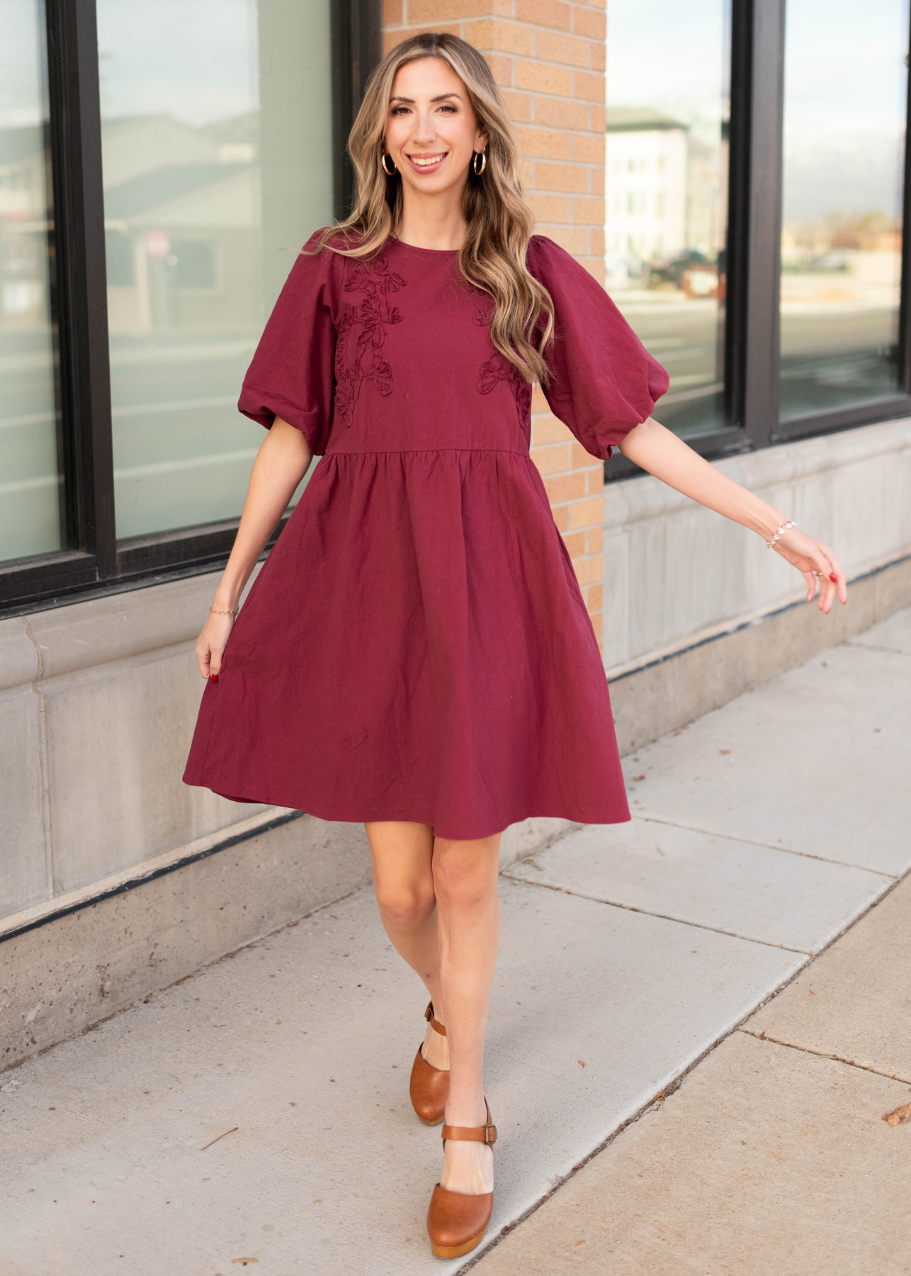 Kiara Wine Floral Dress