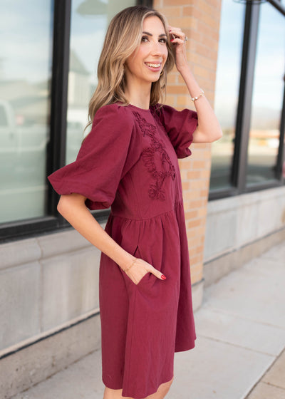 Kiara Wine Floral Dress