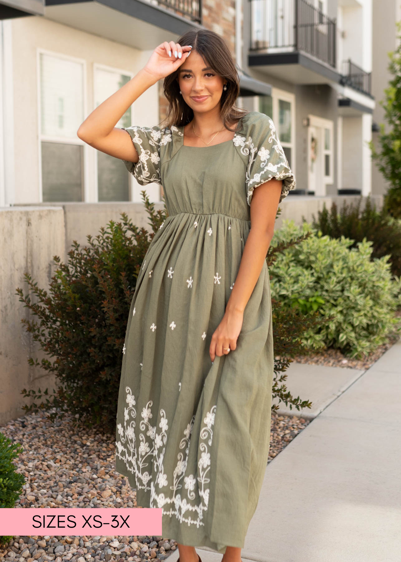 Forest green embroidered dress 