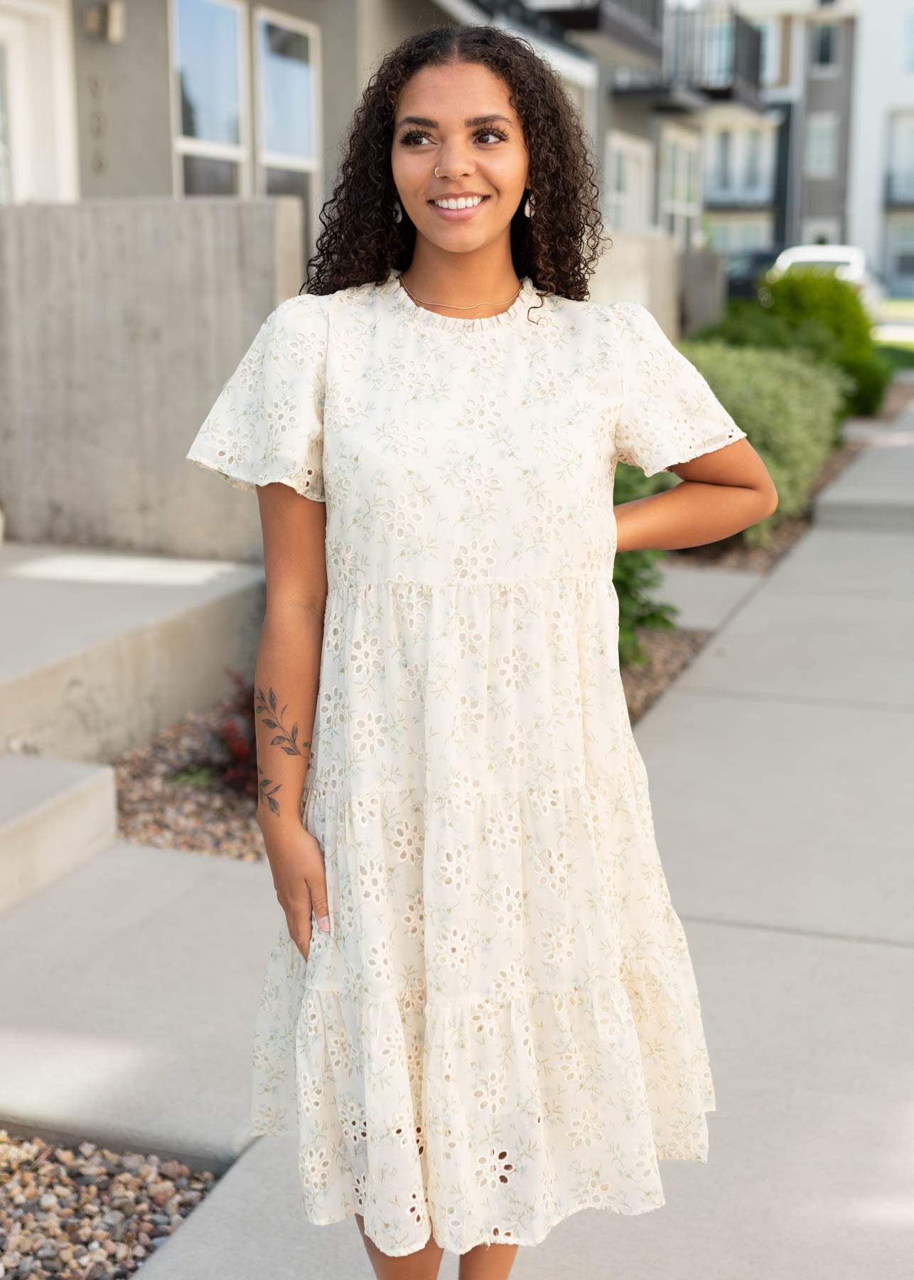 Cream floral dress