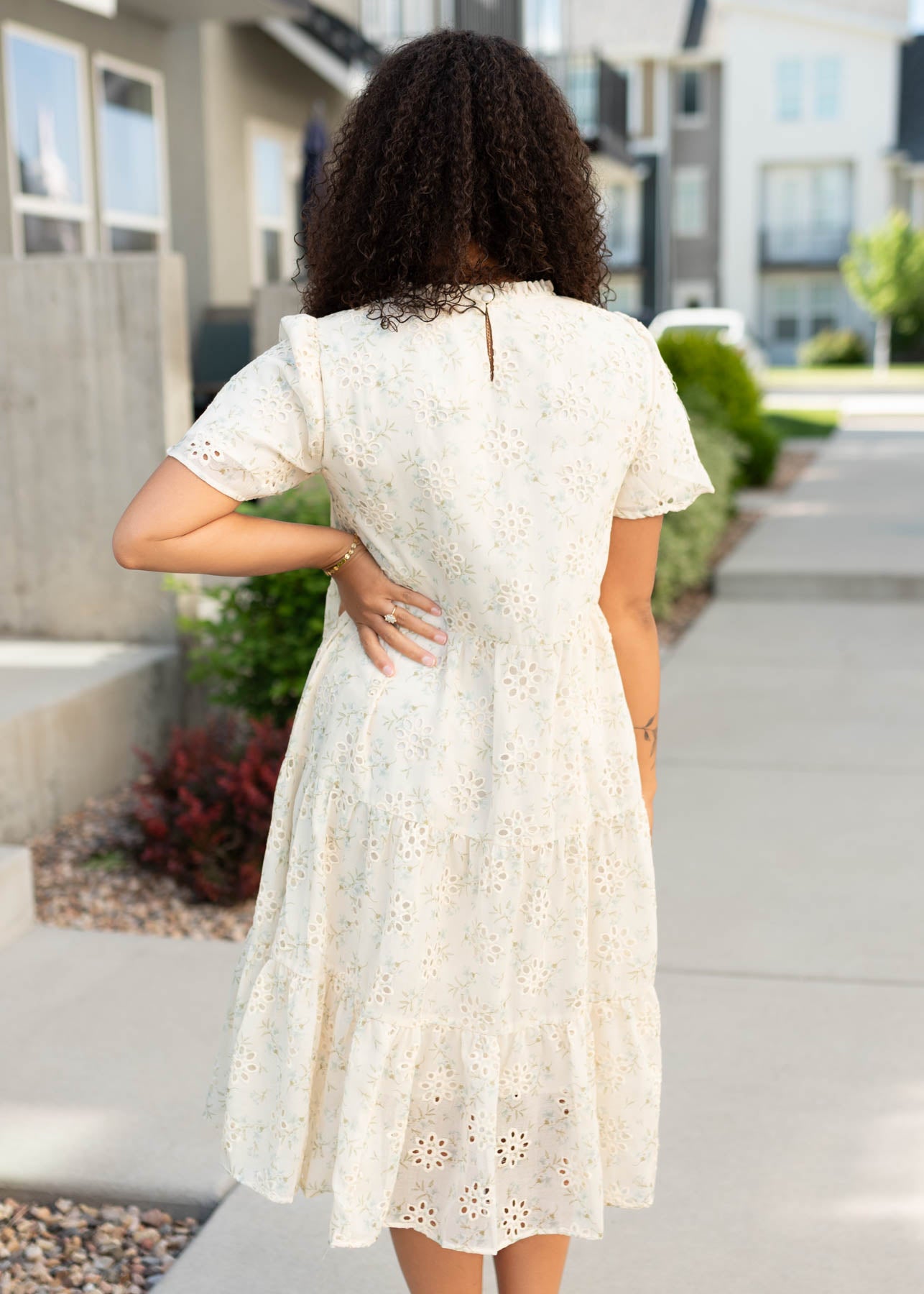 Back view of the ream floral dress