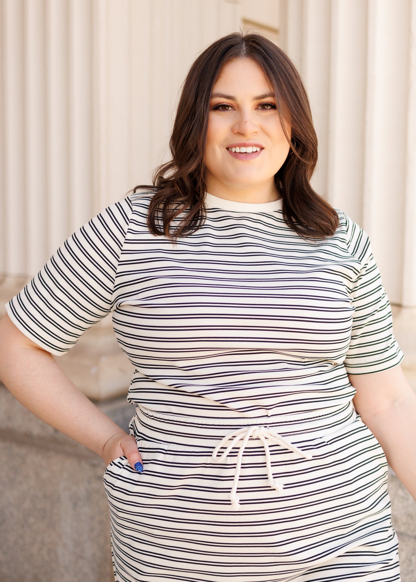 Short sleeve black striped top