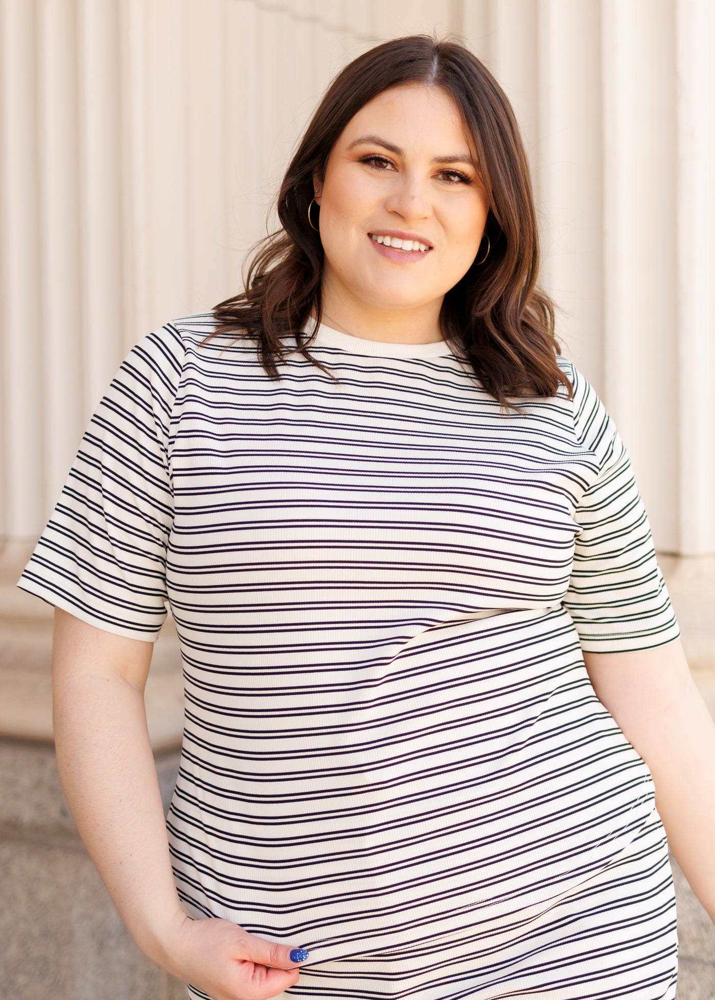 Plus size black striped top