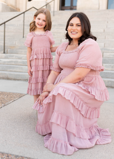 Korin Pink Ruffle Tiered Little Girl Dress