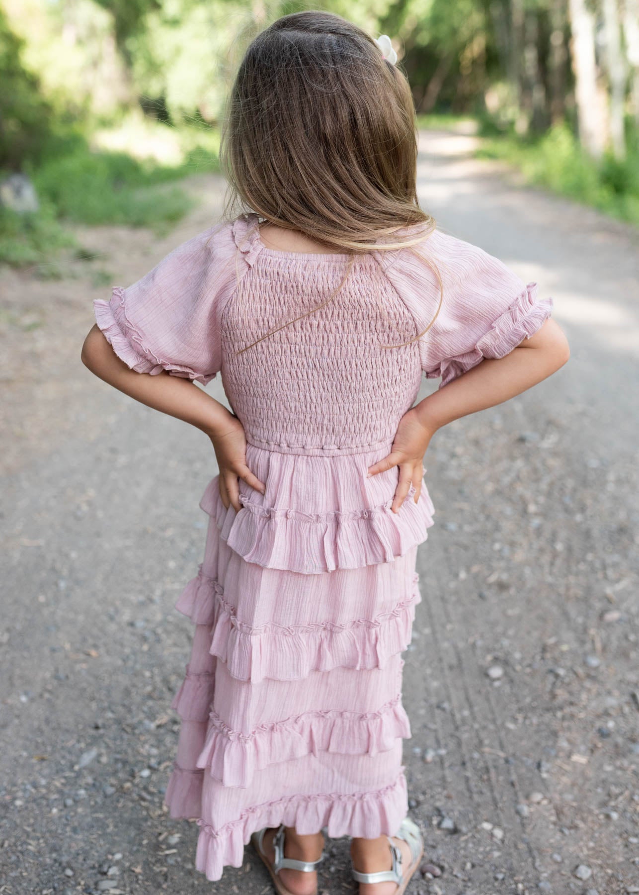 Korin Pink Ruffle Tiered Little Girl Dress