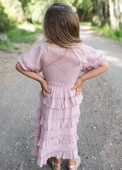 Korin Pink Ruffle Tiered Little Girl Dress
