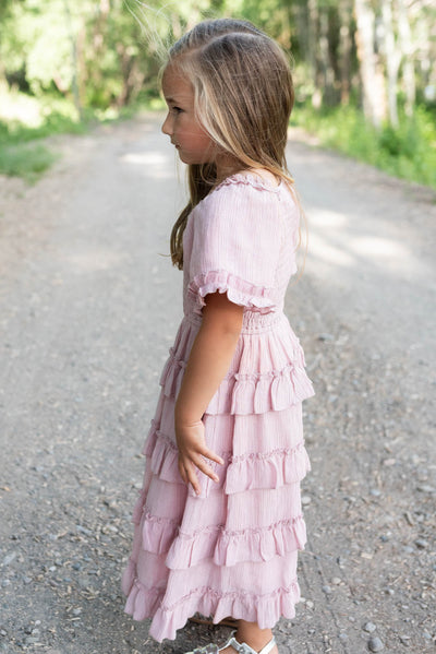 Korin Pink Ruffle Tiered Little Girl Dress