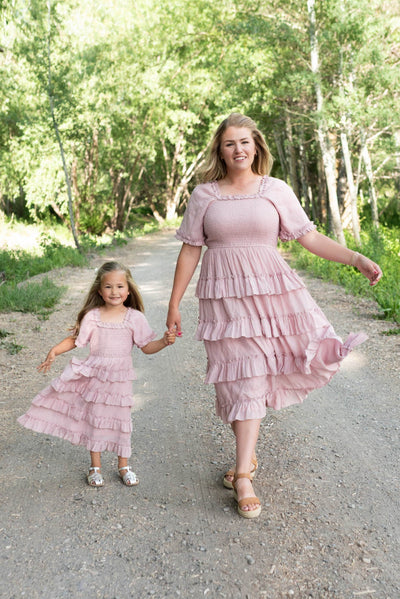 Korin Pink Ruffle Tiered Little Girl Dress