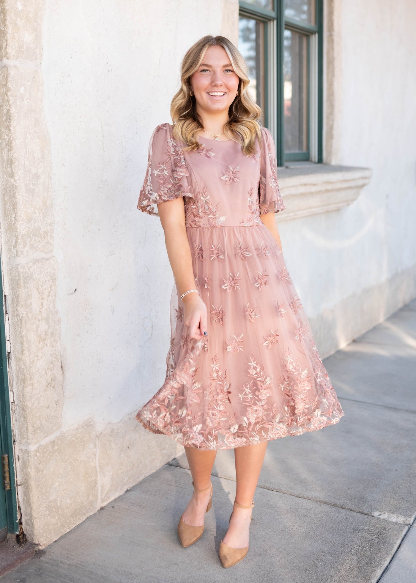 Blush floral dress