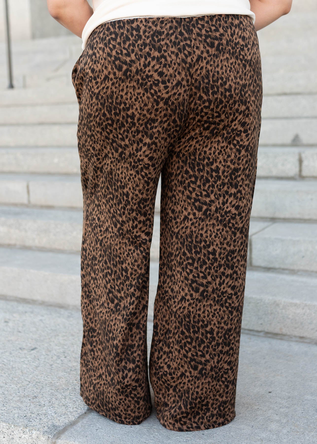Back view of the plus size leopard print pants