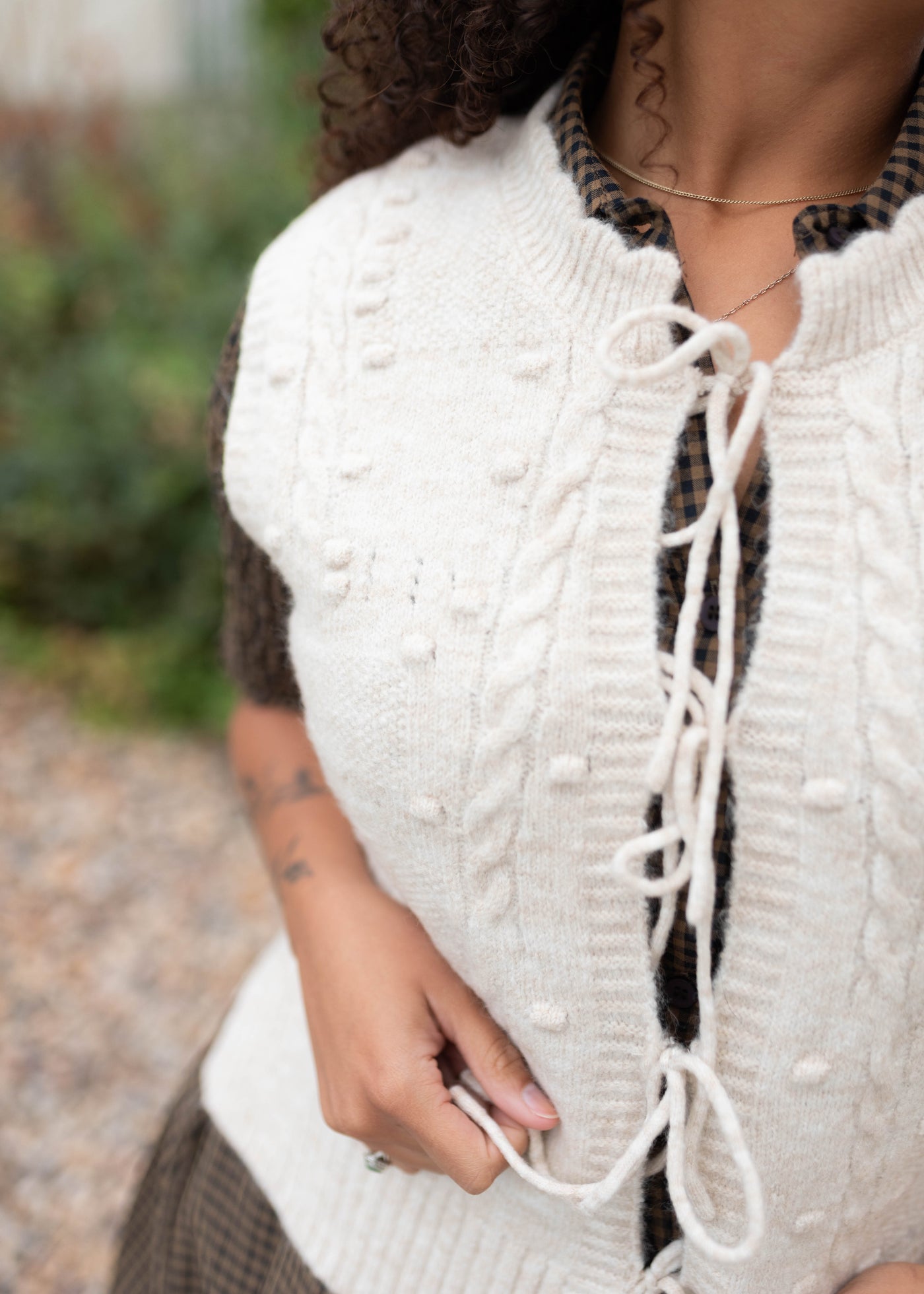 Lacey Oatmeal Sweater Vest