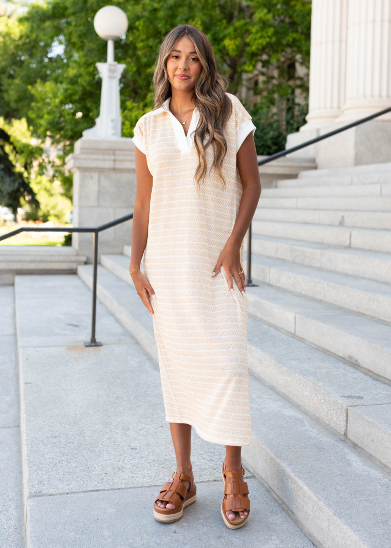 Yellow knit t-shirt dress