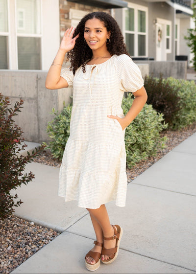 Cream pattern dress