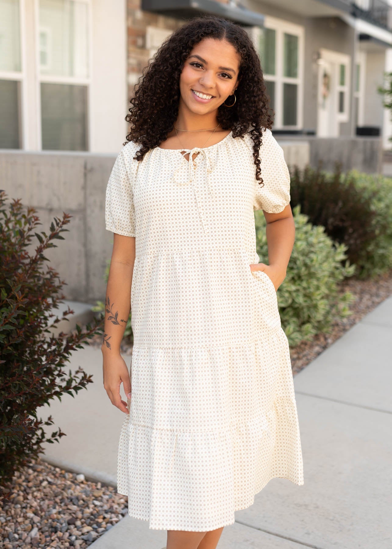 Lani Cream Pattern Dress
