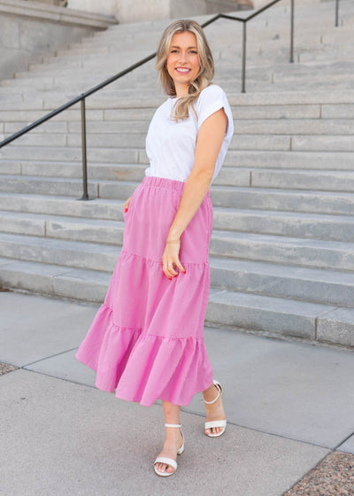 Dark pink gingham skirt siwth pockets
