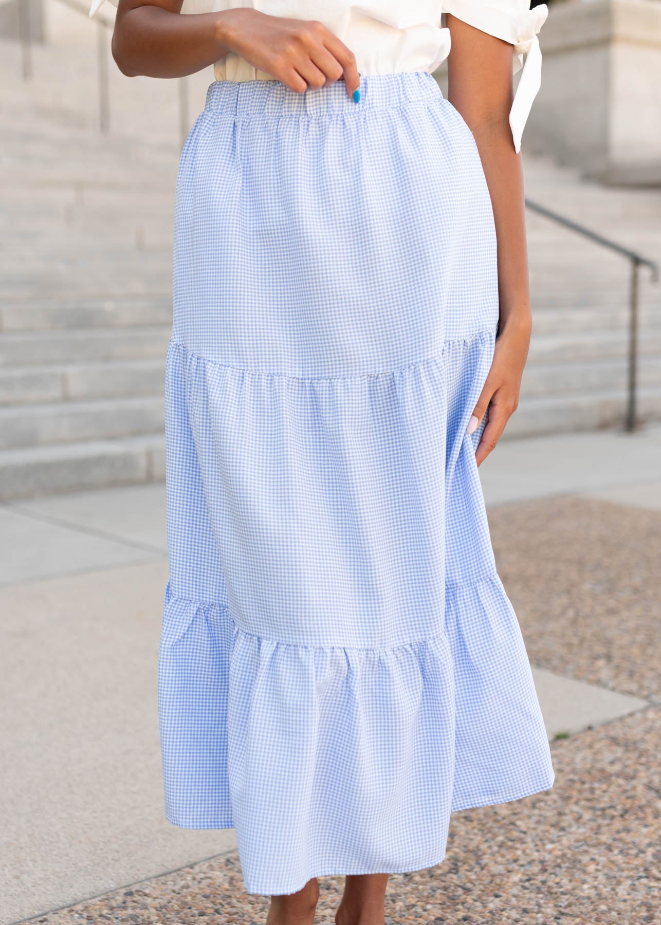 Sky blue gingham skirt
