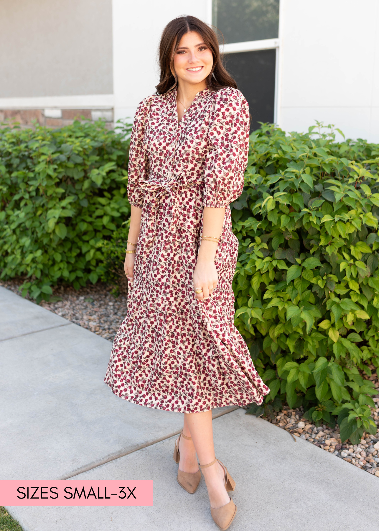 Burgundy floral dress