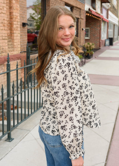 Leah Black Floral Blouse