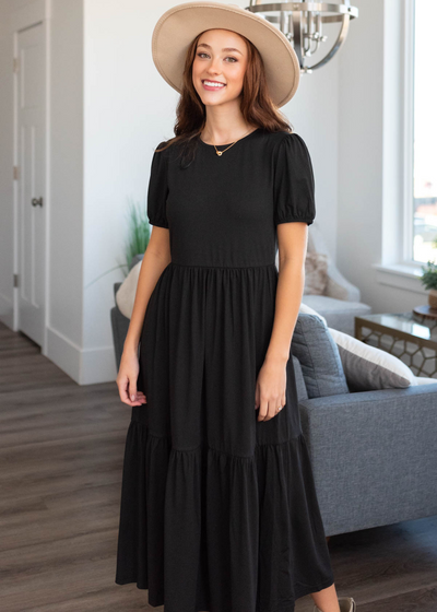 Short sleeve black dress