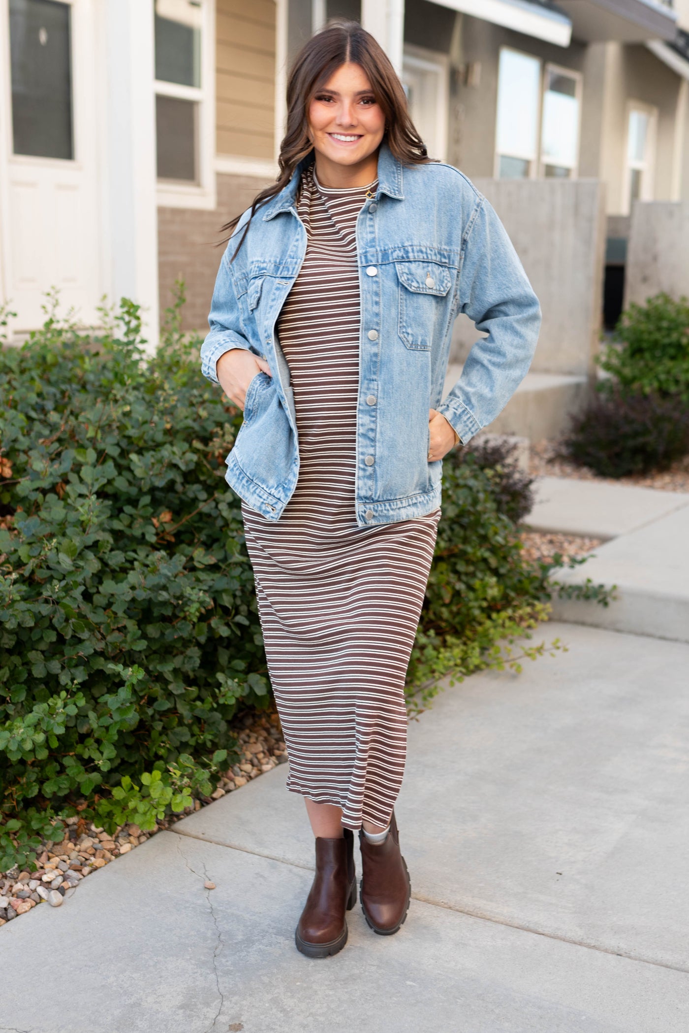 Light wash denim oversized jacket with pockets