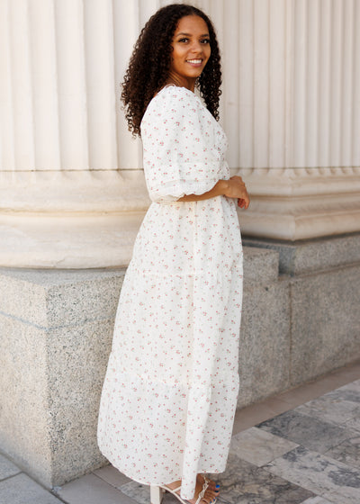 Ivory flroal dress side view