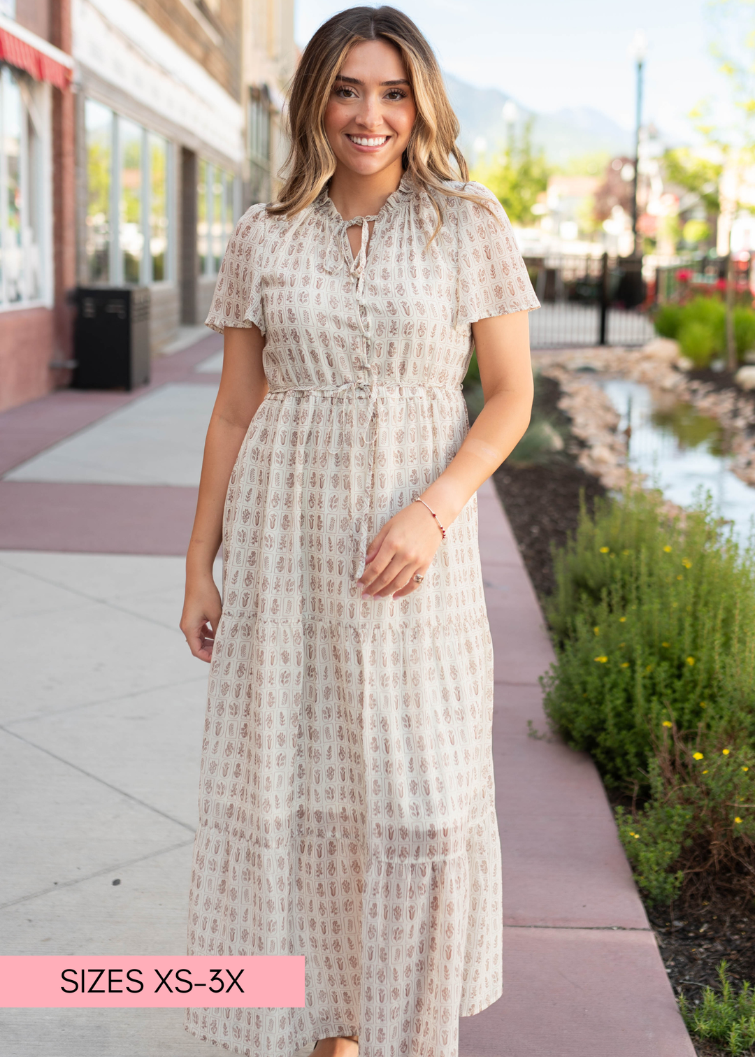 Lena & Lou Morgan Cream Patterned Dress – Lena Layne